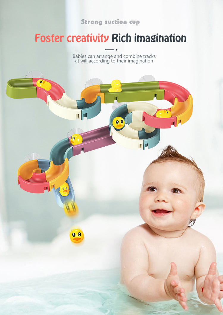 DIY Baby Bath Toys Wall Suction Cup Marble Race Run Track Bathroom Bathtub Kids Play Water Games Toy Set Lulu & Hues