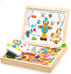 Wooden Magnetic Puzzle Toys Children 3D Puzzle Box Figure Animals Circus Writing Drawing Board Learning Education Toys For Kids Lulu & Hues