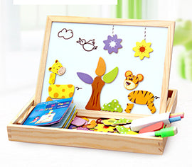 Wooden Magnetic Puzzle Toys Children 3D Puzzle Box Figure Animals Circus Writing Drawing Board Learning Education Toys For Kids Lulu & Hues