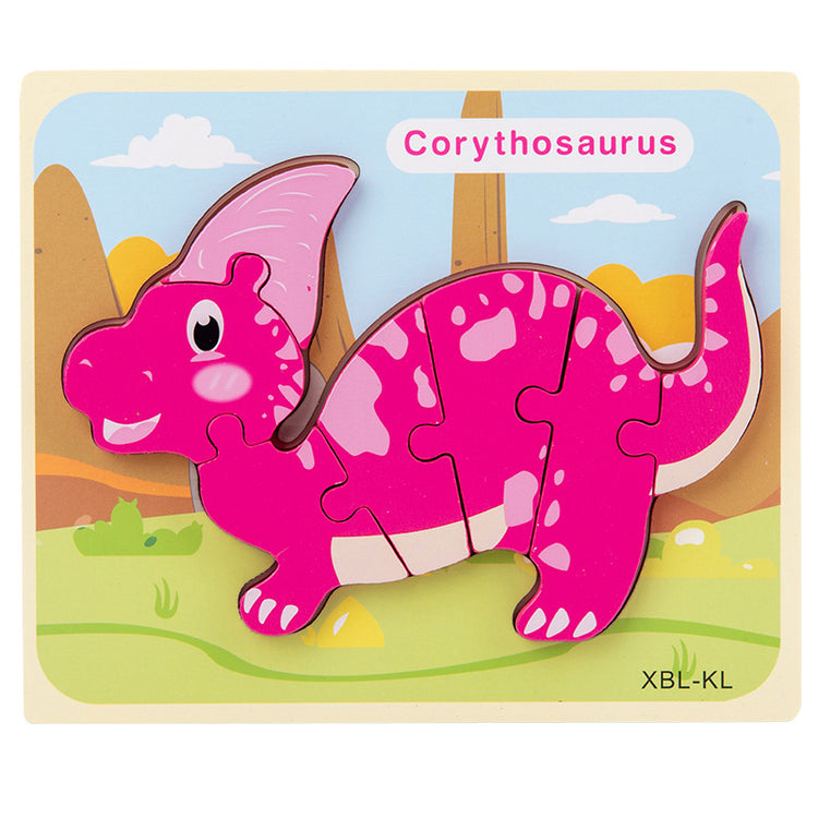 Baby Wooden Cartoon Dinosaur 3D Puzzle Jigsaw for Kids Montessori Early Learning Educational Puzzle Toys Lulu & Hues