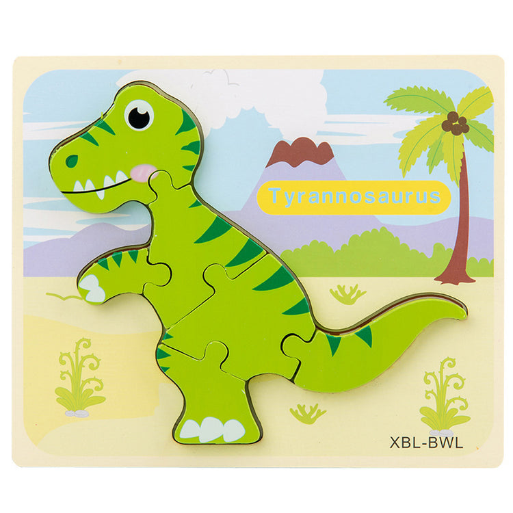 Baby Wooden Cartoon Dinosaur 3D Puzzle Jigsaw for Kids Montessori Early Learning Educational Puzzle Toys Lulu & Hues