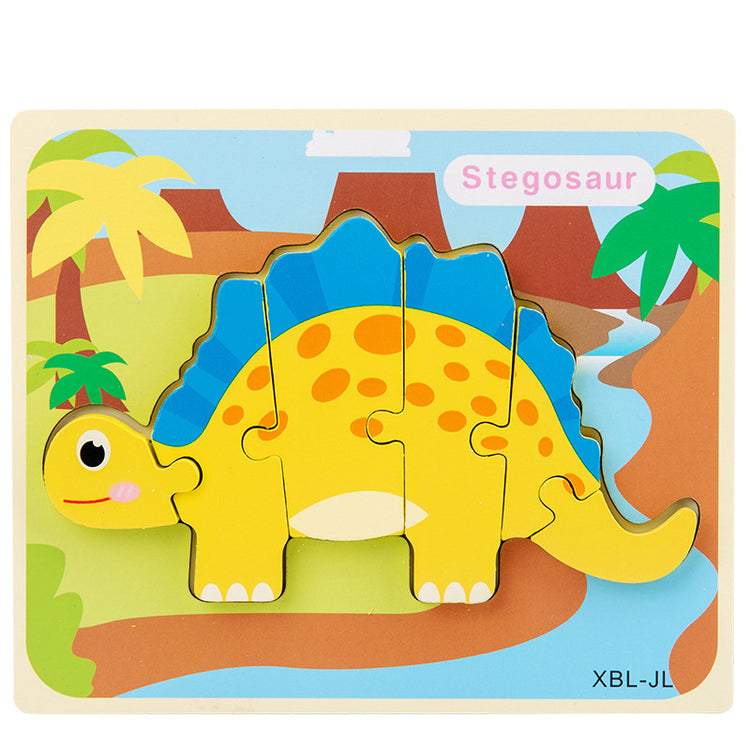 Baby Wooden Cartoon Dinosaur 3D Puzzle Jigsaw for Kids Montessori Early Learning Educational Puzzle Toys Lulu & Hues