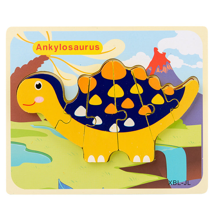 Baby Wooden Cartoon Dinosaur 3D Puzzle Jigsaw for Kids Montessori Early Learning Educational Puzzle Toys Lulu & Hues