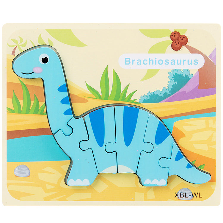 Baby Wooden Cartoon Dinosaur 3D Puzzle Jigsaw for Kids Montessori Early Learning Educational Puzzle Toys Lulu & Hues