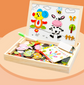 Wooden Magnetic Puzzle Toys Children 3D Puzzle Box Figure Animals Circus Writing Drawing Board Learning Education Toys For Kids Lulu & Hues