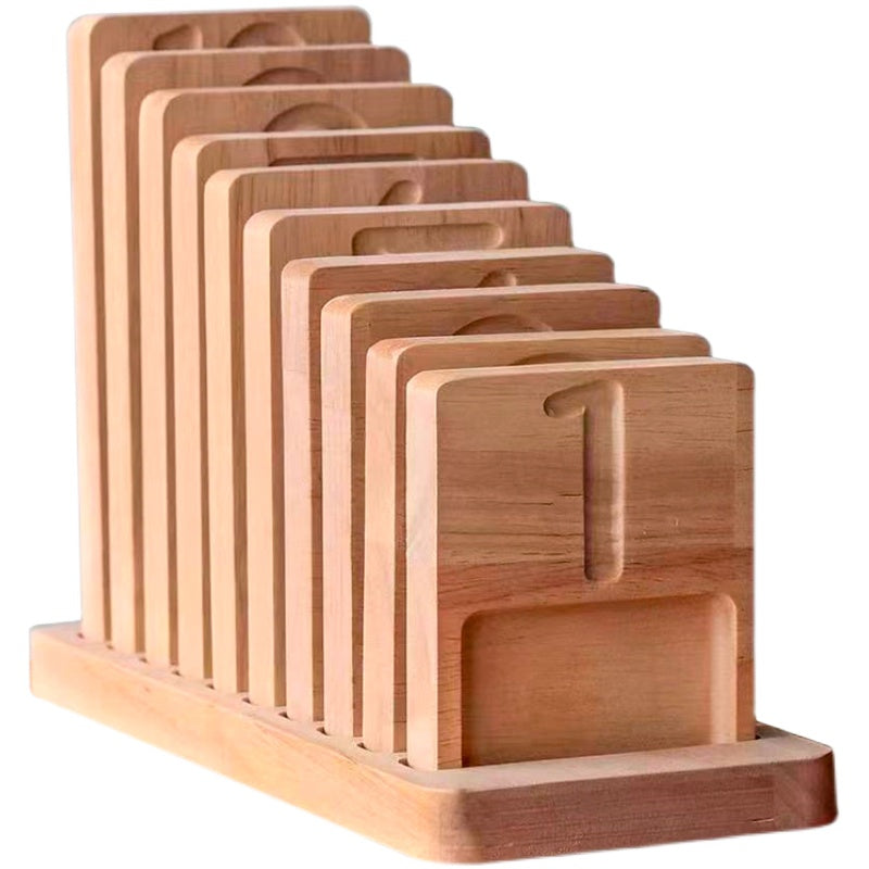 Wooden Montessori Toys Walnut Frame Counting Board Pyramid Tray Digital Numb Lulu & Hues